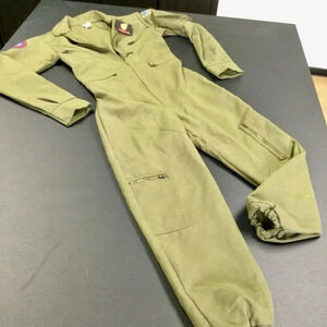 Top Gun Womens Military Green Flight Suit Costume with Patches Coveralls Medium
